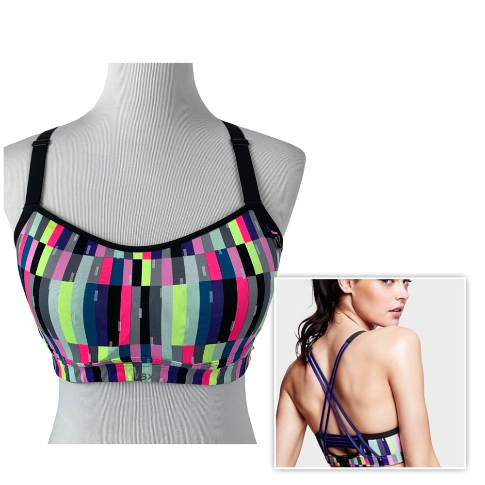 Victorias Secret Ultimate VSX Sports Bra 36B Glow In The Dark Linear Lines